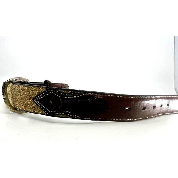 Nocona Youth Brown & Black Inlay Concho & Fabric Western Belt N4416644 Size 24 - Picture 2 of 3